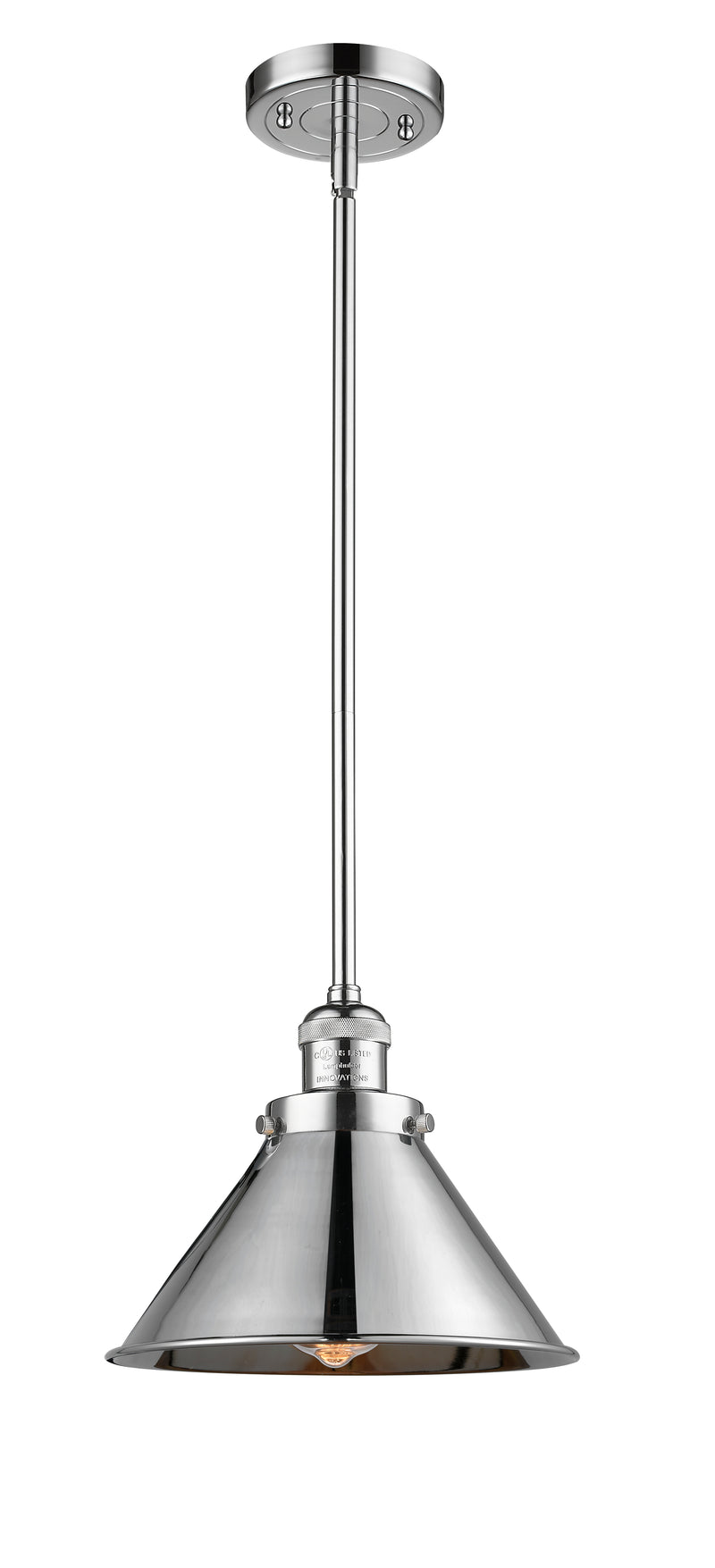 Innovations Lighting Briarcliff 1-100 watt 10 inch Polished Chrome Mini Pendant with Polished Chrome Briarcliff shades and Solid Brass Hang Straight Swivel 201SPCM10PC