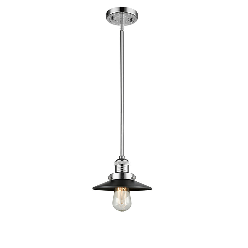 Innovations Lighting Railroad 1 Light 8" Mini Pendant 201S-PC-M6-BK