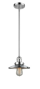 Innovations Lighting Railroad 1-100 watt 8 inch Polished Chrome Mini Pendant with Polished Chrome Railroad shades and Solid Brass Hang Straight Swivel 201SPCM7