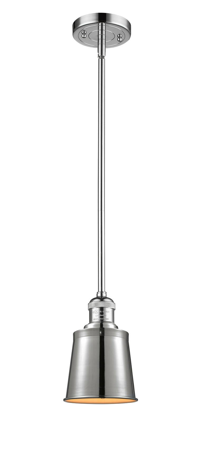 Innovations Lighting Addison 1-100 watt 5 inch Polished Chrome Mini Pendant with Polished Chrome Addison shades and Solid Brass Hang Straight Swivel 201SPCM9PC