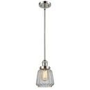 Chatham Mini Pendant shown in the Polished Nickel finish with a Clear shade