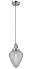 Innovations Lighting Geneseo 1-100 watt 6.5 inch Polished Nickel Mini Pendant with Clear Crackle glass and Solid Brass Hang Straight Swivel 201SPNG165