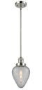 Innovations Lighting Geneseo 1-100 watt 6.5 inch Polished Nickel Mini Pendant with Clear Crackle glass and Solid Brass Hang Straight Swivel 201SPNG165