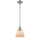 Fulton Mini Pendant shown in the Polished Nickel finish with a Matte White shade