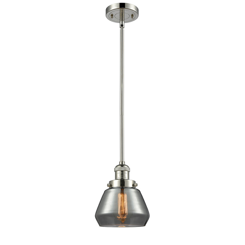 Fulton Mini Pendant shown in the Polished Nickel finish with a Plated Smoke shade