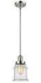 Innovations Lighting Canton 1-100 watt 6.5 inch Polished Nickel Mini Pendant with Seedy glass and Solid Brass Hang Straight Swivel 201SPNG184