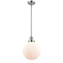 Beacon Mini Pendant shown in the Polished Nickel finish with a Matte White shade