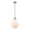 Beacon Mini Pendant shown in the Polished Nickel finish with a Matte White shade