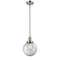 Beacon Mini Pendant shown in the Polished Nickel finish with a Clear shade