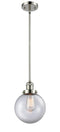 Innovations Lighting Beacon 1-100 watt 8 inch Polished Nickel Mini Pendant with Clear glass and Solid Brass Hang Straight Swivel 201SPNG2028