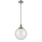 Beacon Mini Pendant shown in the Polished Nickel finish with a Seedy shade