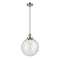 Beacon Mini Pendant shown in the Polished Nickel finish with a Seedy shade