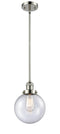 Innovations Lighting Beacon 1-100 watt 8 inch Polished Nickel Mini Pendant with Seedy glass and Solid Brass Hang Straight Swivel 201SPNG2048