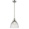 Seneca Falls Mini Pendant shown in the Polished Nickel finish with a Clear Halophane shade