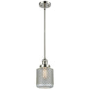 Stanton Mini Pendant shown in the Polished Nickel finish with a Clear Wire Mesh shade