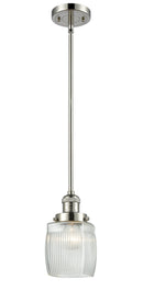 Innovations Lighting Colton 1-100 watt 8 inch Polished Nickel Mini Pendant with Thick Clear Halophane glass and Solid Brass Hang Straight Swivel 201SPNG302