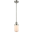 Dover Mini Pendant shown in the Polished Nickel finish with a Matte White shade