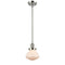 Olean Mini Pendant shown in the Polished Nickel finish with a Matte White shade