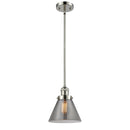 Cone Mini Pendant shown in the Polished Nickel finish with a Plated Smoke shade