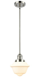 Innovations Lighting Small Oxford 1-100 watt 8 inch Polished Nickel Mini Pendant with Matte White Cased glass and Solid Brass Hang Straight Swivel 201SPNG531