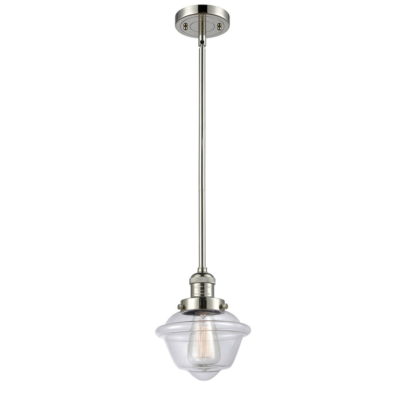 Oxford Mini Pendant shown in the Polished Nickel finish with a Clear shade