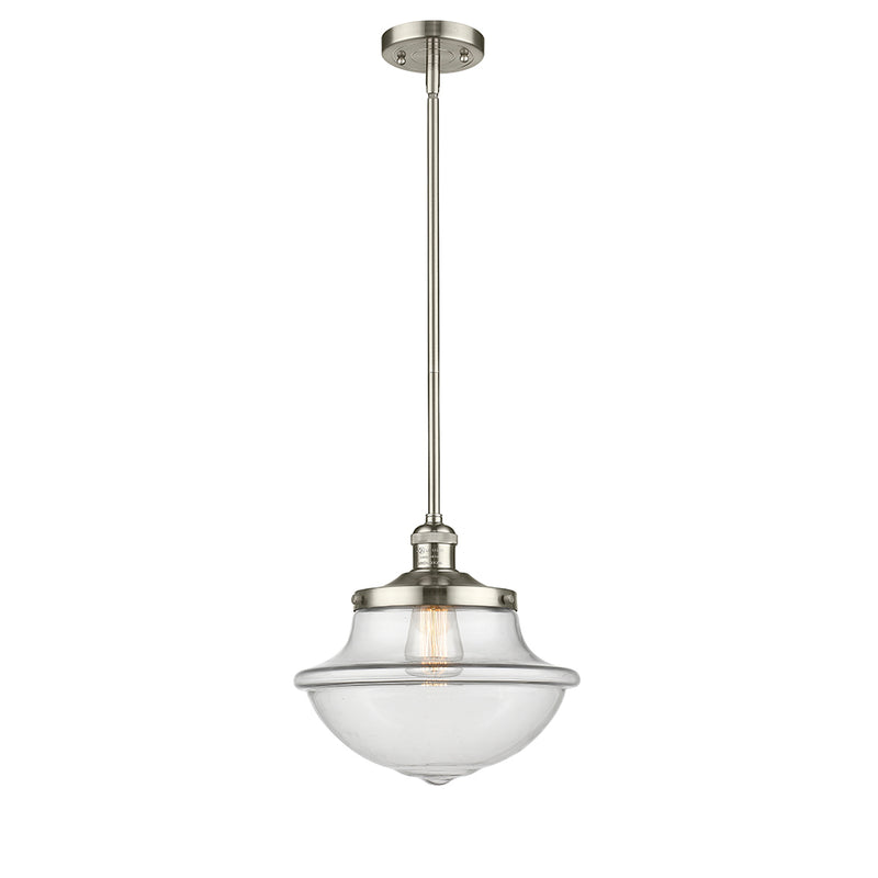 Oxford Mini Pendant shown in the Polished Nickel finish with a Clear shade