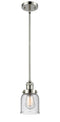 Innovations Lighting Small Bell 1-100 watt 5 inch Polished Nickel Mini Pendant with Seedy glass and Solid Brass Hang Straight Swivel 201SPNG54