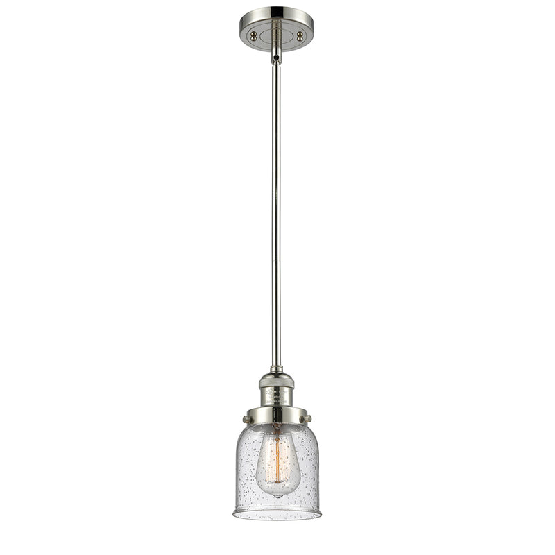 Bell Mini Pendant shown in the Polished Nickel finish with a Seedy shade