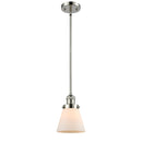 Cone Mini Pendant shown in the Polished Nickel finish with a Matte White shade