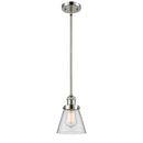 Cone Mini Pendant shown in the Polished Nickel finish with a Clear shade