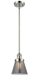 Innovations Lighting Small Cone 1-100 watt 6 inch Polished Nickel Mini Pendant with Smoked glass and Solid Brass Hang Straight Swivel 201SPNG63