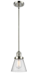 Innovations Lighting Small Cone 1-100 watt 6 inch Polished Nickel Mini Pendant with Seedy glass and Solid Brass Hang Straight Swivel 201SPNG64