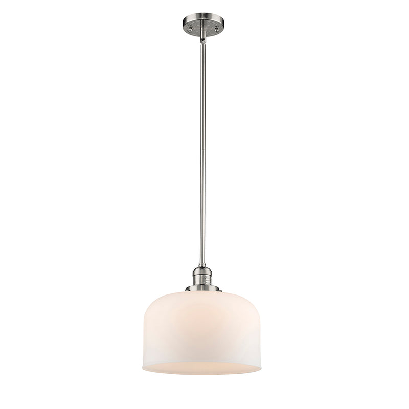 Bell Mini Pendant shown in the Polished Nickel finish with a Matte White shade