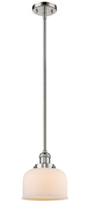 Innovations Lighting Large Bell 1-100 watt 8 inch Polished Nickel Mini Pendant with Matte White Cased glass and Solid Brass Hang Straight Swivel 201SPNG71