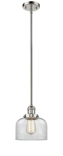 Innovations Lighting Large Bell 1-100 watt 8 inch Polished Nickel Mini Pendant with Clear glass and Solid Brass Hang Straight Swivel 201SPNG72