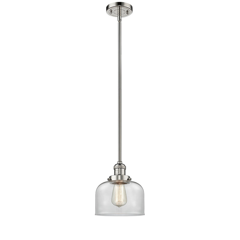 Bell Mini Pendant shown in the Polished Nickel finish with a Clear shade