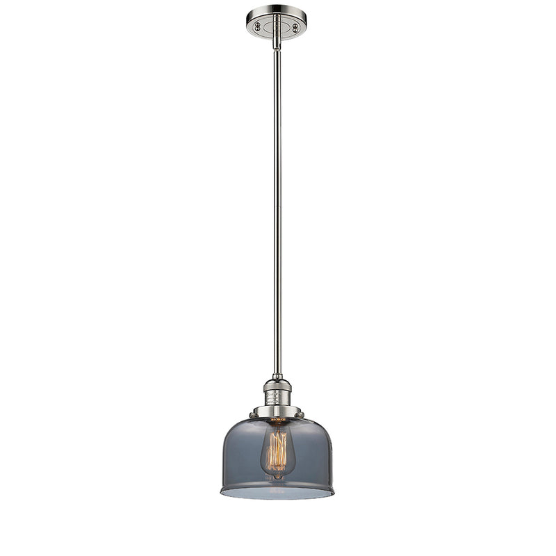 Bell Mini Pendant shown in the Polished Nickel finish with a Plated Smoke shade