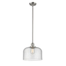 Bell Mini Pendant shown in the Polished Nickel finish with a Seedy shade