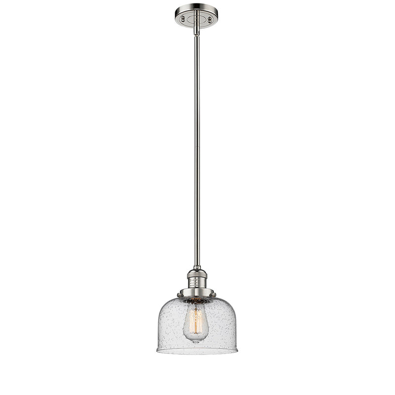 Bell Mini Pendant shown in the Polished Nickel finish with a Seedy shade