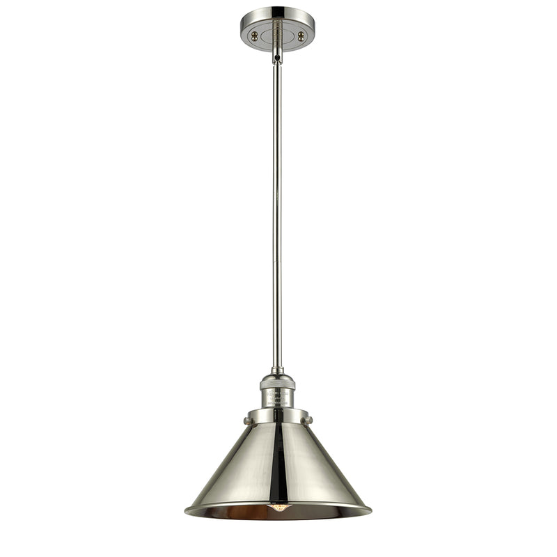 Briarcliff Mini Pendant shown in the Polished Nickel finish with a Polished Nickel shade