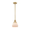 Fulton Mini Pendant shown in the Satin Gold finish with a Matte White shade