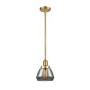 Fulton Mini Pendant shown in the Satin Gold finish with a Plated Smoke shade