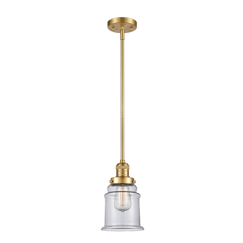 Canton Mini Pendant shown in the Satin Gold finish with a Clear shade