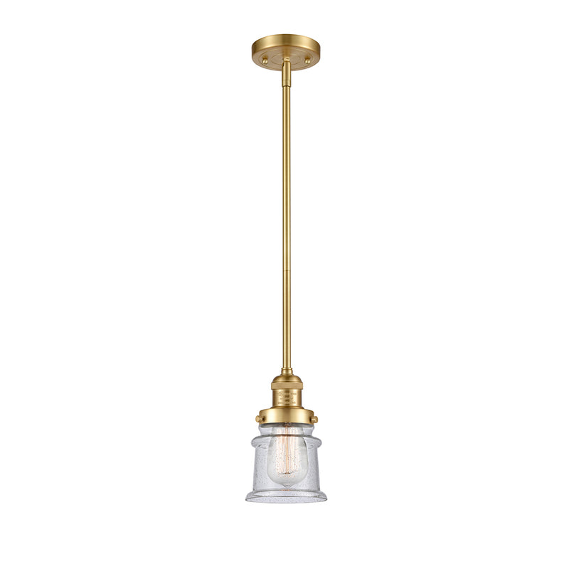 Canton Mini Pendant shown in the Satin Gold finish with a Seedy shade