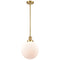 Beacon Mini Pendant shown in the Satin Gold finish with a Matte White shade