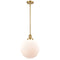 Beacon Mini Pendant shown in the Satin Gold finish with a Matte White shade