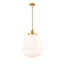 Beacon Pendant shown in the Satin Gold finish with a Matte White shade