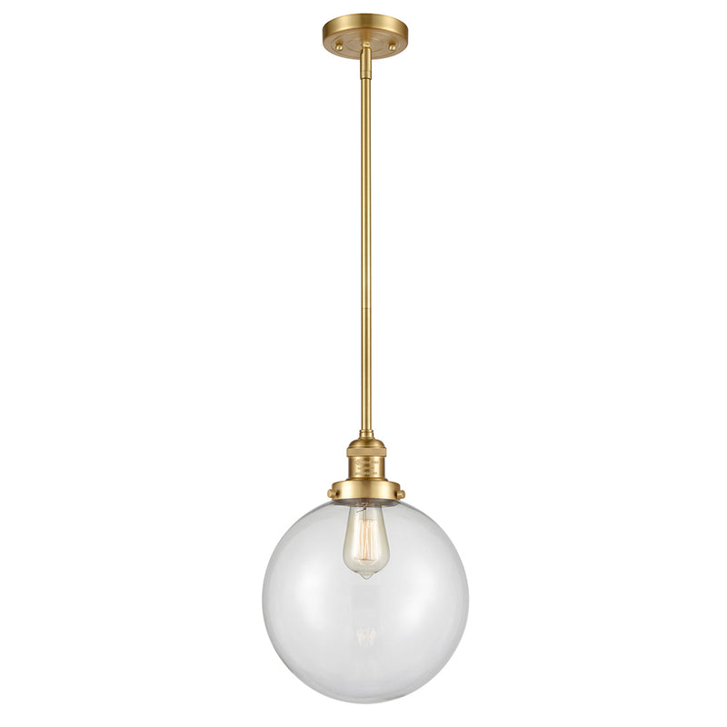 Beacon Mini Pendant shown in the Satin Gold finish with a Clear shade