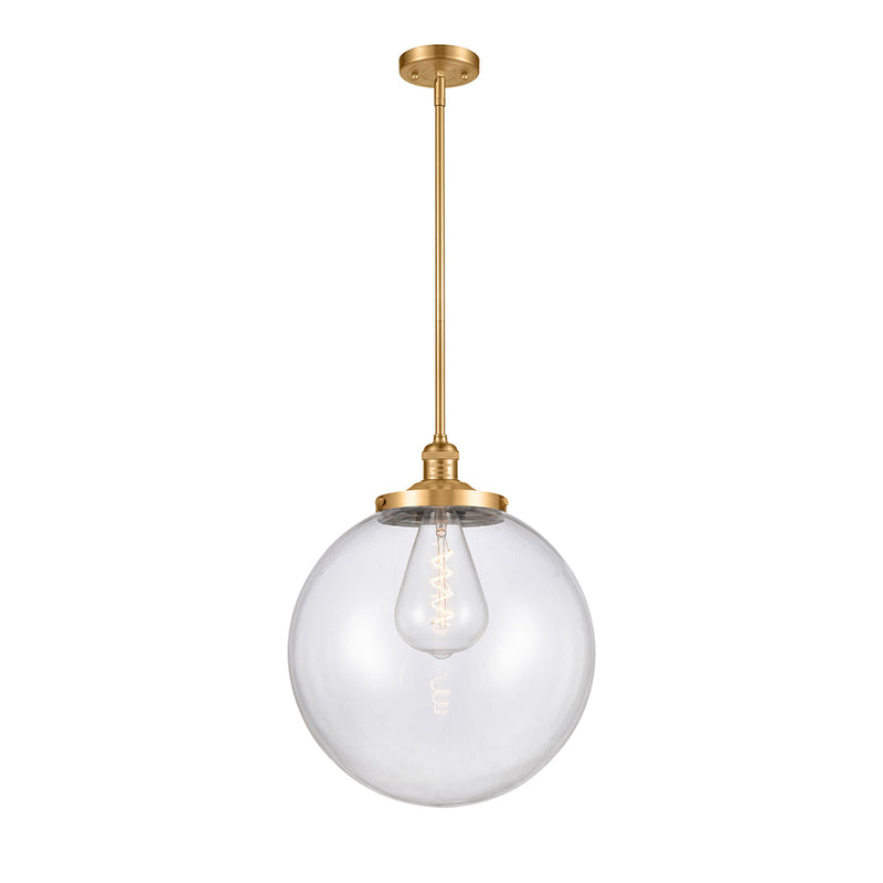 Beacon Pendant shown in the Satin Gold finish with a Clear shade