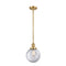 Beacon Mini Pendant shown in the Satin Gold finish with a Clear shade